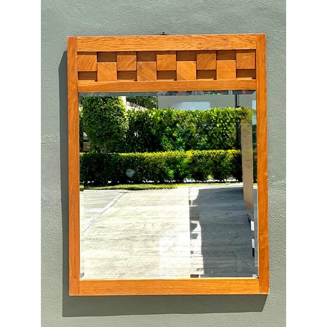 Wood Vintage Lane “Staccato” Geometric Wood Frame Mirror For Sale - Image 7 of 12