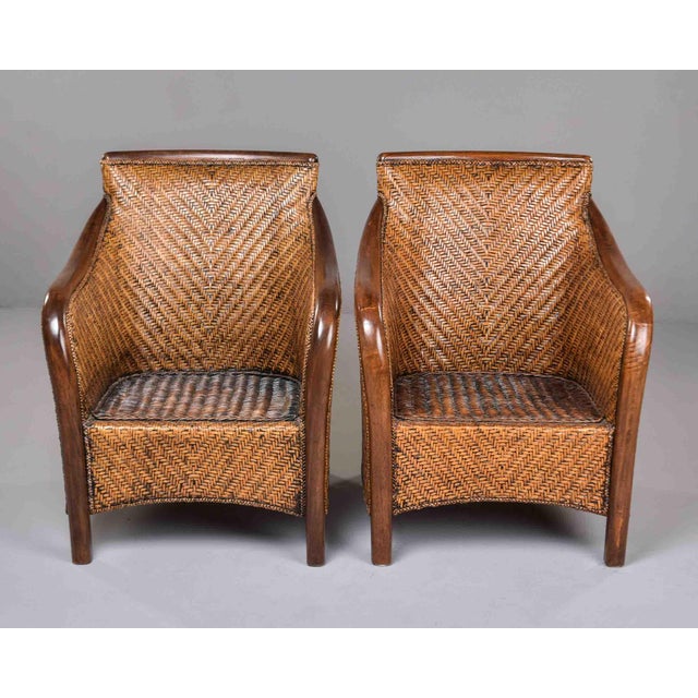 Vintage French Rattan Arm Chairs With New Cushions - Pair For Sale In Detroit - Image 6 of 12