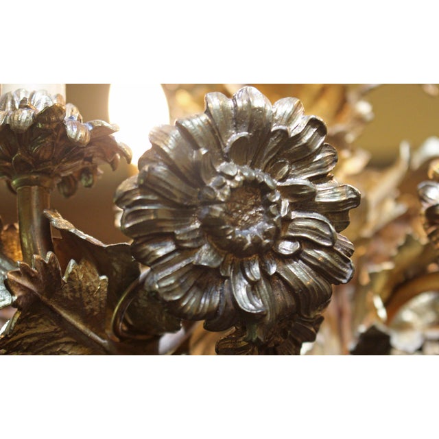 Late 19th Century Late 19th-Early 20th Century Bronze French 5-Light Chandelier For Sale - Image 5 of 6