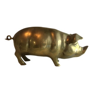 1960s Brass Pig Coin Bank For Sale