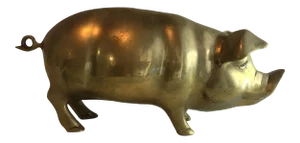 1960s Brass Pig Coin Bank