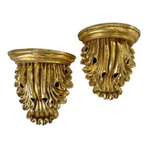 Vintage Hollywood Regency Wall Shelves, A Pair