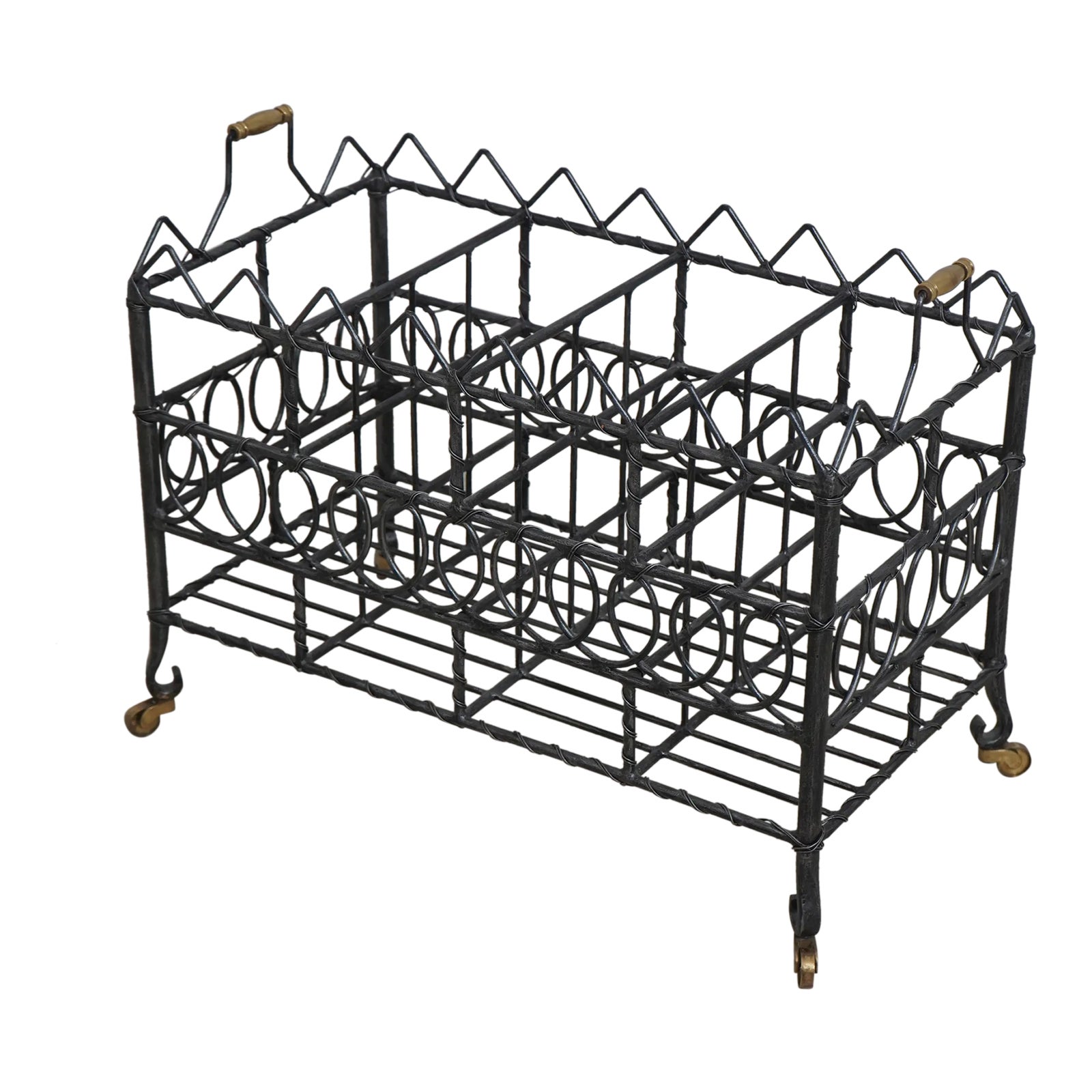 Maitland Smith Iron & Brass Magazine Rack | Chairish