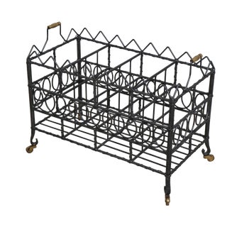 Maitland Smith Iron & Brass Magazine Rack For Sale