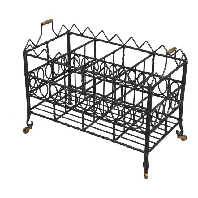Maitland Smith Iron & Brass Magazine Rack For Sale