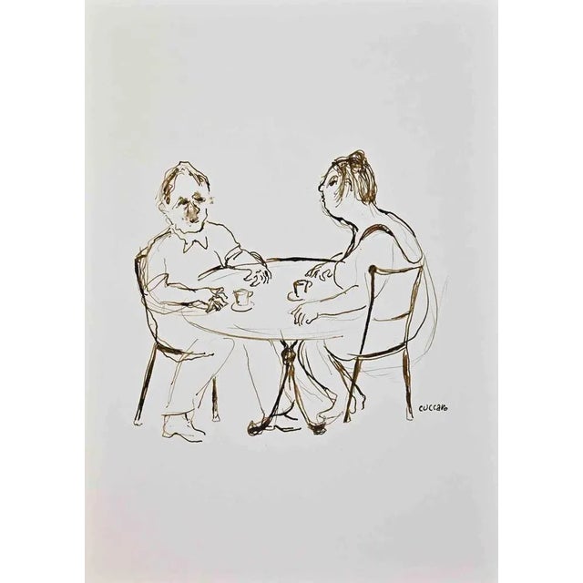 Roberto Cuccaro, The Cafe, Original Drawing, 2000s For Sale - Image 3 of 3