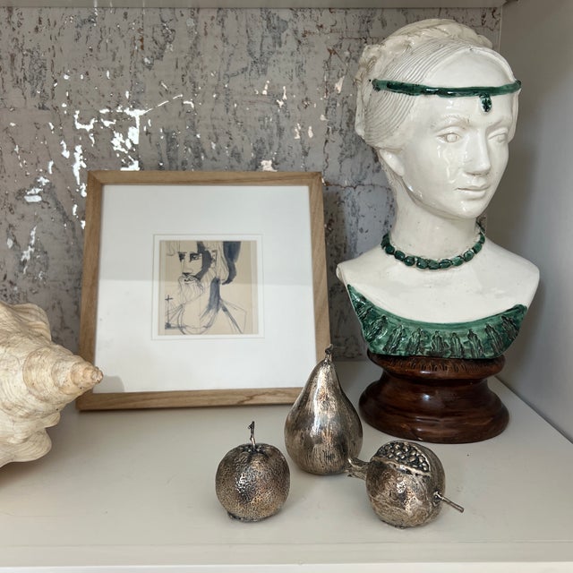 Ceramic Vintage Hand Crafted Italian Ceramic Bust of a Woman For Sale - Image 7 of 8