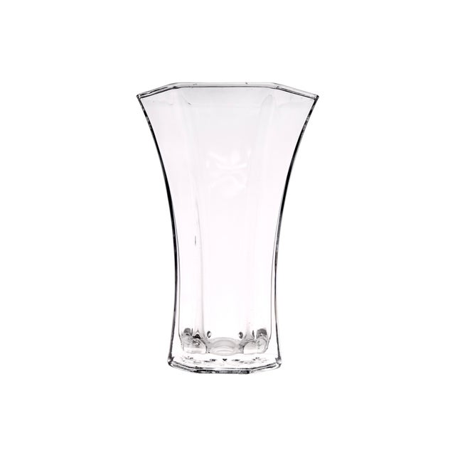 Tall eight inch substantial sparkling crystal clear glass 6 panel bouquet vase with starburst . Perfect for long stemmed...