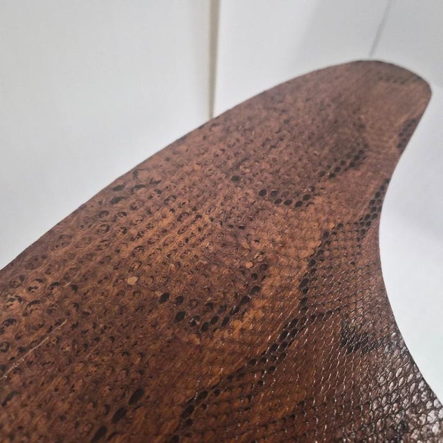 Wood Vintage Tripod Side Table in Imitation Snake Skin, 1950s For Sale - Image 7 of 10