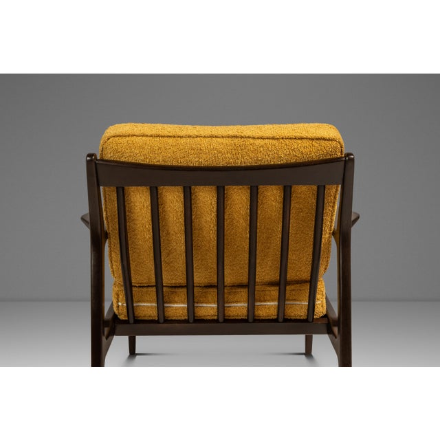 Danish Mid-Century Modern Model 596 Lounge Chair in Beech & Bouclé Attributed to Lawrence Peabody & Ib Kofod Larsen for Selig, Denmark, C. 1950's For Sale - Image 11 of 18
