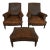 Early 20th Century 2 French Leather Club Chairs With Ottoman For Sale