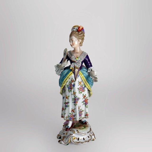 Antique Volkstedt Hand Painted & Gilt Porcelain Figure of a Woman C1890 For Sale - Image 6 of 10