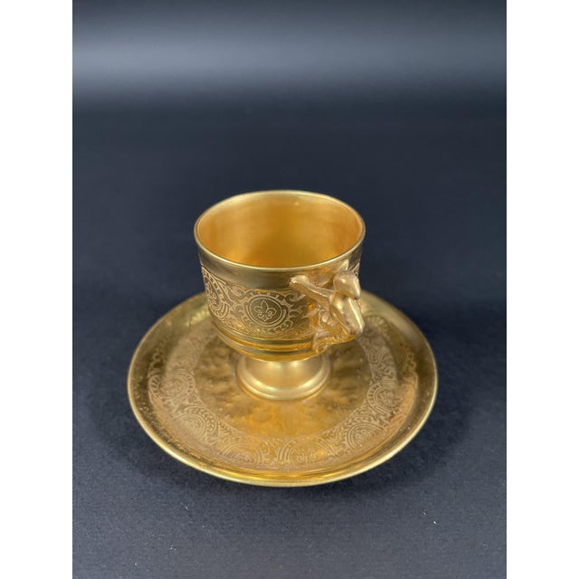 Ceramic Late 19th Century Venetian Gilded Porcelain Cup and Saucer from Rigo & Co, Set of 2 For Sale - Image 7 of 11