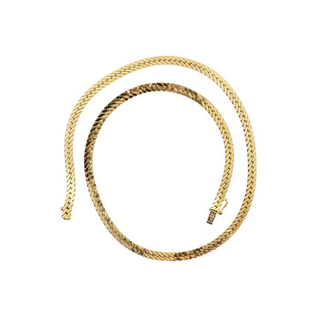 Modern A Late 20th-Century 5mm 20" Solid Herringbone Necklace For Sale - Image 3 of 5