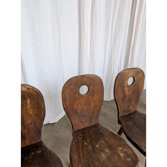 Vintage Brutalist Wooden Dining Chairs, 1970s, Set of 6 For Sale - Image 4 of 18