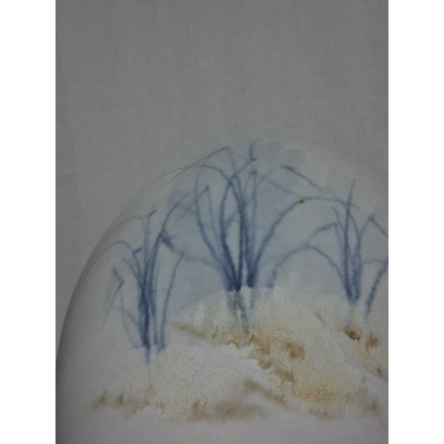 Mid-Century Studio Pottery Vase - Hand-Painted Blue Grass Motif - Artist Signed For Sale - Image 4 of 5