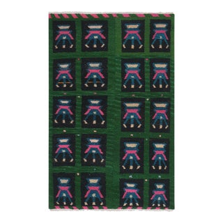1960s Vintage Wool Turkish Tulu Rug 3'8'' X 5'5'' For Sale