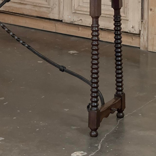 19th Century Spanish Walnut Console ~ Sofa Table With Wrought Iron For Sale - Image 13 of 18