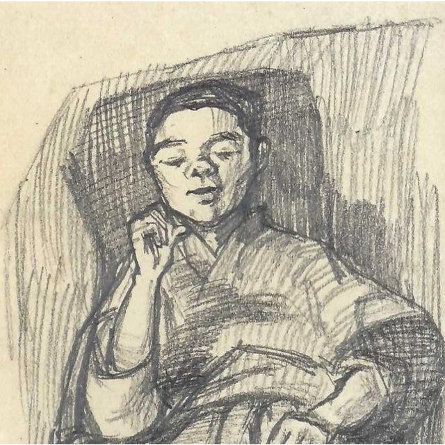 Drawing of a man by a Japanese artist. Some pages are signed by the artist Shirosu and dated, this one is dated and signed...