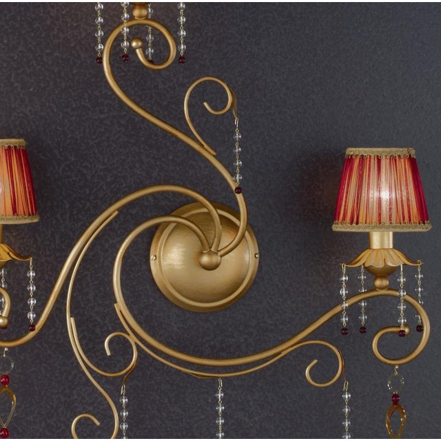 Fenice Gold 3 Lights Wall Sconce in Montecarlo Gold and Cut Glass by Aggiolight For Sale - Image 4 of 8