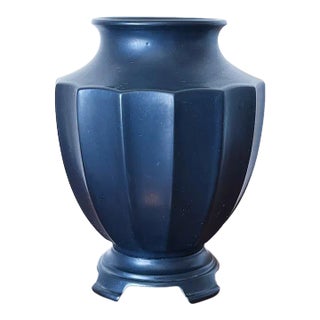 Mid-Century Neo-Classical Revival Footed Pedestal Vessel in Metallic Black Finish For Sale