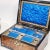 19th Century Wood Box With Detailed Geometric Inlay With Metal Details and Silk Lining For Sale - Image 4 of 5