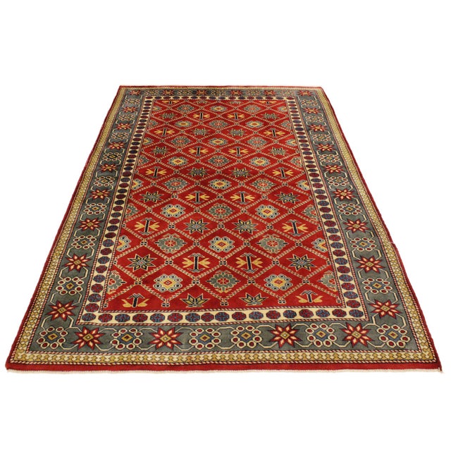 Textile Shabby Chic Shirwan Red/Gray Wool Rug - 4'3''x5'11'' For Sale - Image 7 of 10