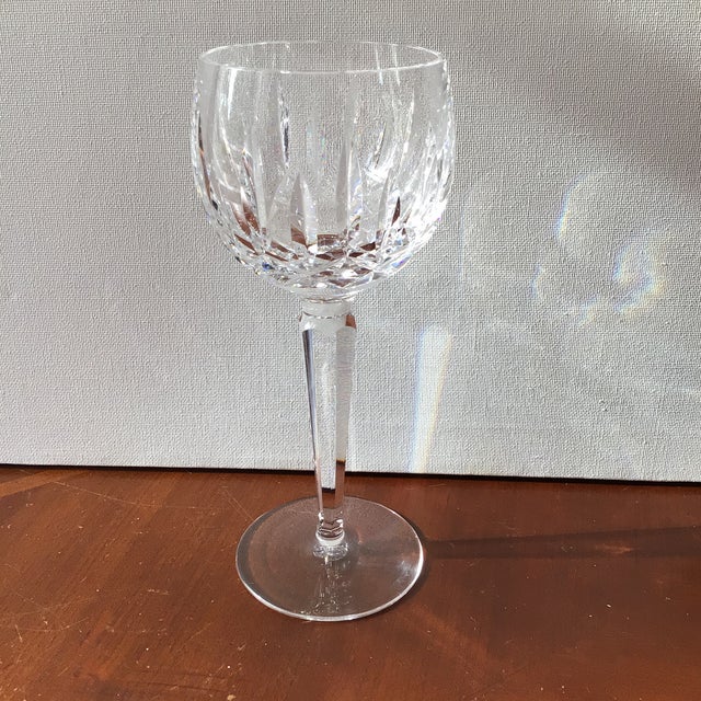 1990s Waterford Kildare Hock Wine Plain Base Blown Crystal Wine Glasses-Set of 2 For Sale - Image 5 of 12