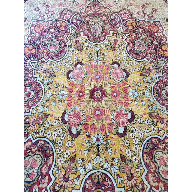 Antique Persian Lavar Kerman Carpet, Traditional, Soft, Gold, Ivory, Blue, Green For Sale - Image 10 of 18