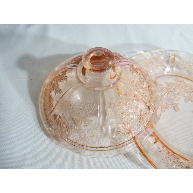 Vintage Pink Depression Glass Federal Glass 6" Covered Butter Dish Rose Pattern For Sale In New Orleans - Image 6 of 9