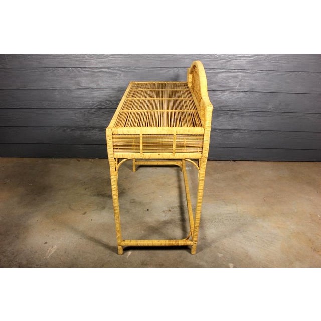 1970s Vintage Wicker Rattan Vanity Table Chairish