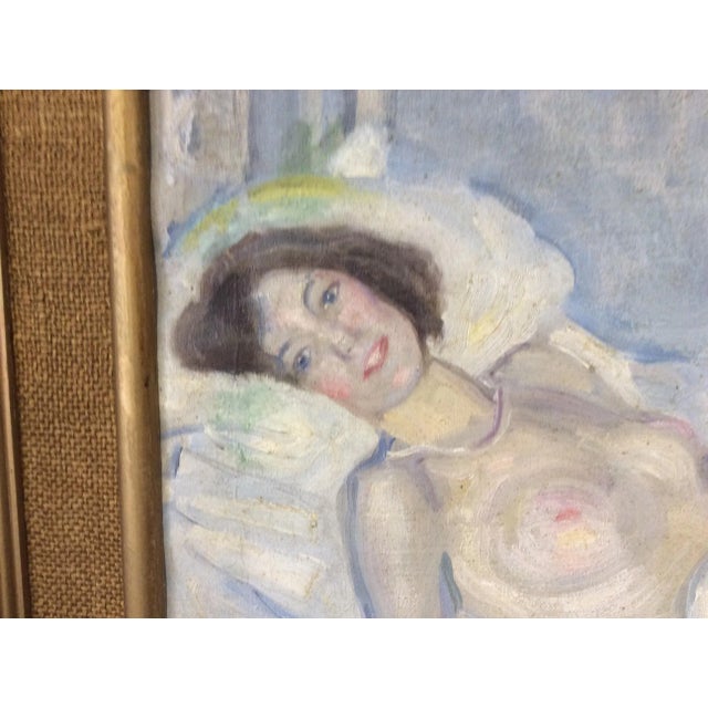1940s 1940s Nude Woman Unsigned Oil Painting For Sale - Image 5 of 5