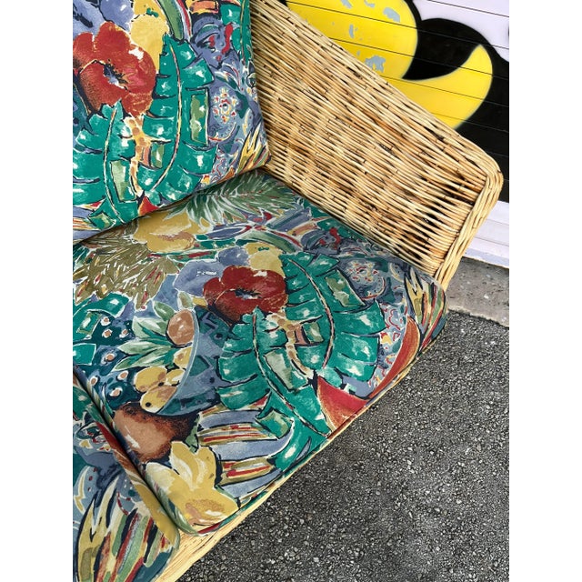 Coastal Style Woven Wicker Three Seat Sofa. Circa 1980s For Sale - Image 11 of 12