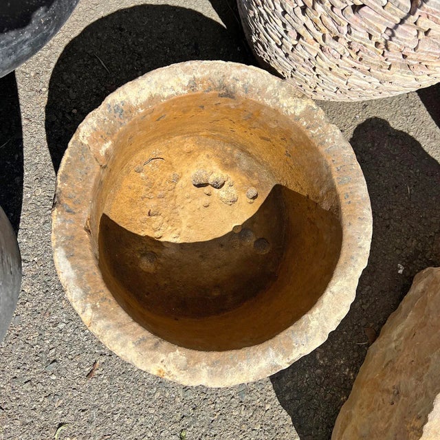 Rustic Antique Old India Stone Bowl For Sale - Image 3 of 5