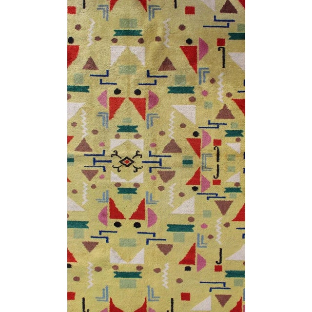 Art Deco Design Turkish Rug With a Modern Design in Yellow and Multi Colors For Sale - Image 4 of 10