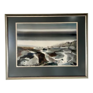 1980's Geoffrey L. Smith Impressionist Ocean Landscape Painting, Framed
