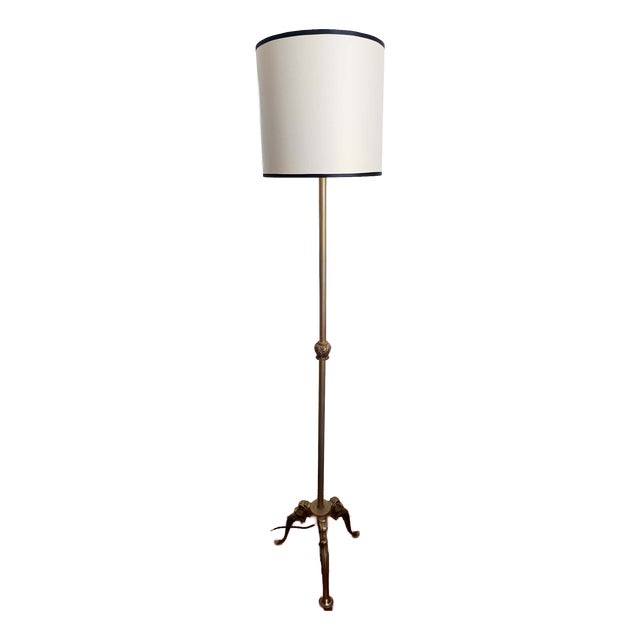 Vintage Brass Tripod Floor Lamp, 1950 For Sale