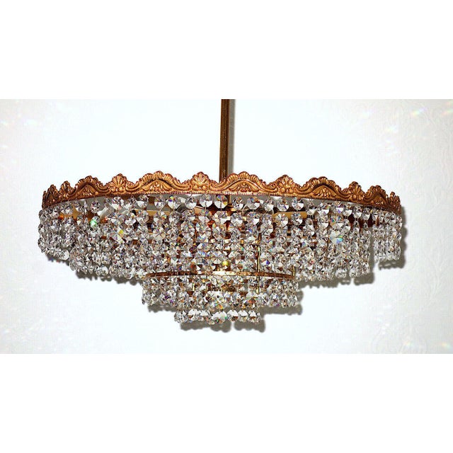 Brass and Lead Crystal Chandelier from Schröder, 1960s For Sale - Image 11 of 11