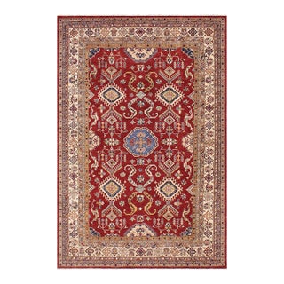Southwestern Super Kazak Red/Beige Wool Rug - 8'10'' X 12'0'' For Sale