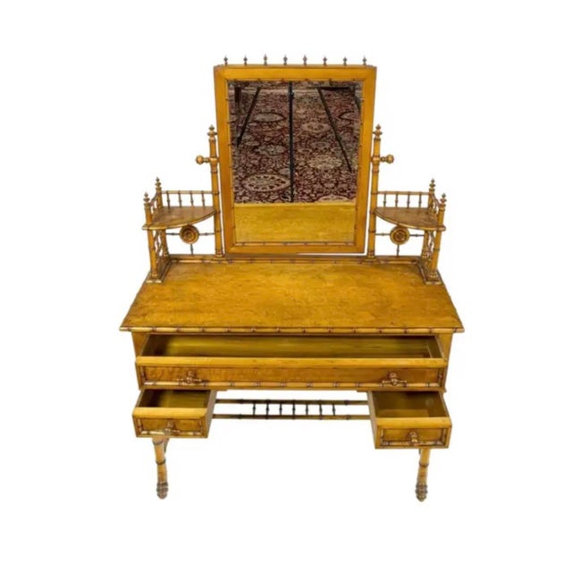 R. J. Horner & Co. R. J. Horner Victorian Faux Bamboo and Bird's Eye Maple Vanity For Sale - Image 4 of 14