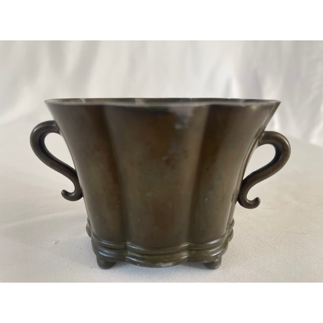 Art Deco 1920's Danish Art Deco Patinated Disko Metal Vase D19 by Just Andersen For Sale - Image 3 of 7