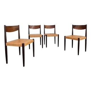 Set of Four Scandinavian Modern Rosewood Dining Chairs by Poul Volther For Sale