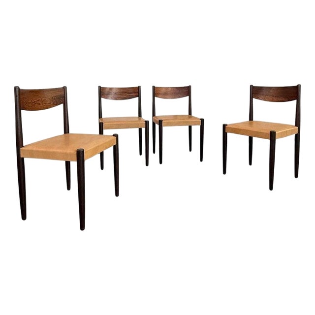 Set of Four Scandinavian Modern Rosewood Dining Chairs by Poul Volther For Sale