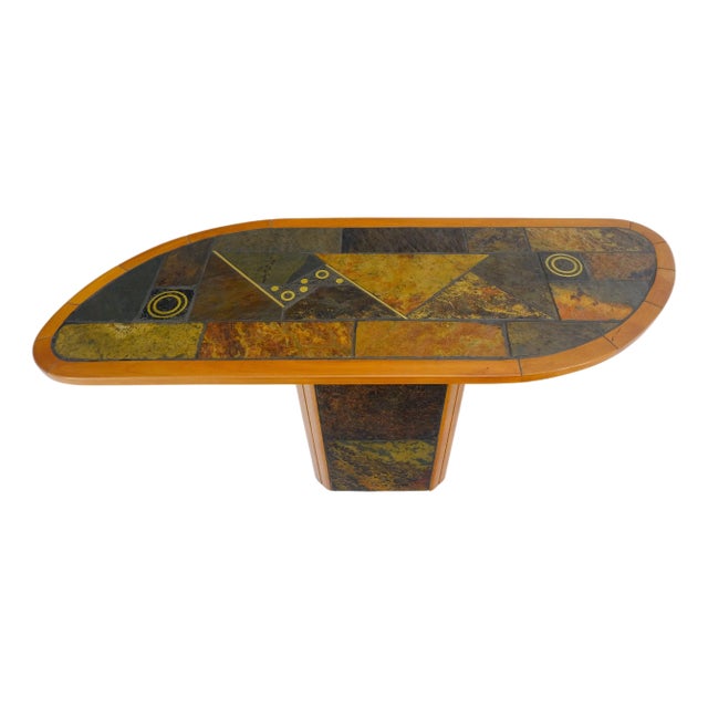 Boomerang Shape Slate Tile Top & Base Mid Century Modern Studio Coffee Table For Sale