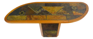 Boomerang Shape Slate Tile Top & Base Mid Century Modern Studio Coffee Table