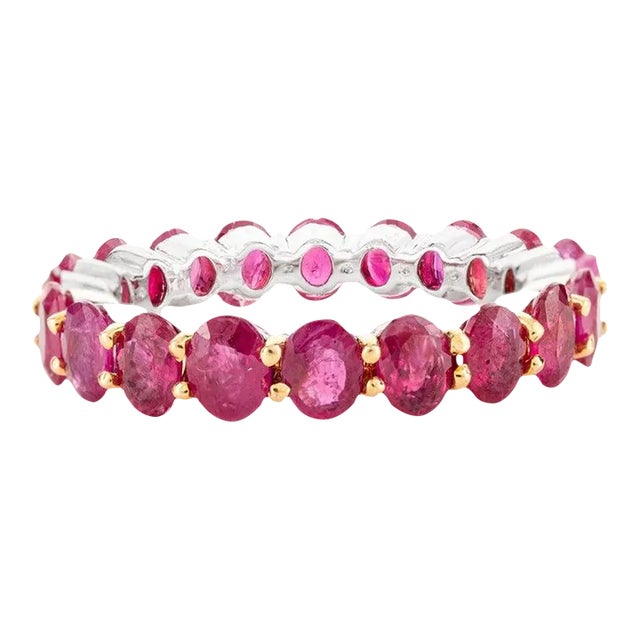 Art Deco 4.67 Carat Ruby Eternity Band Ring in 14k White Gold Size 7 For Sale - Image 3 of 12