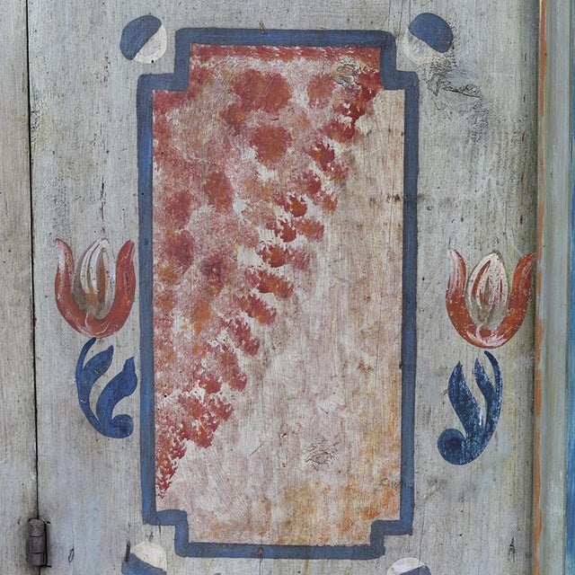 Folk Art Rustic Farmhouse Painted Bridal Cabinet, 1794 For Sale - Image 10 of 14