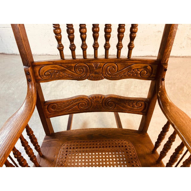 QuarterSawn Oak Hand Carved Rocking Chair Chairish