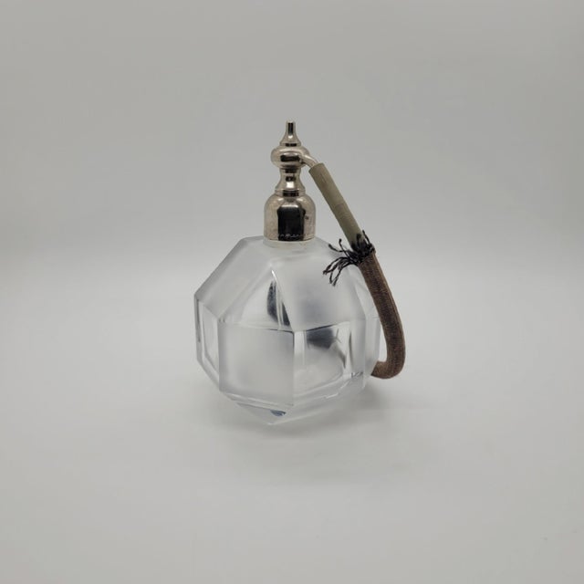 Vintage Marcel Franck France Frosted Glass Geometric Perfume Atomizer Bottle For Sale - Image 13 of 15