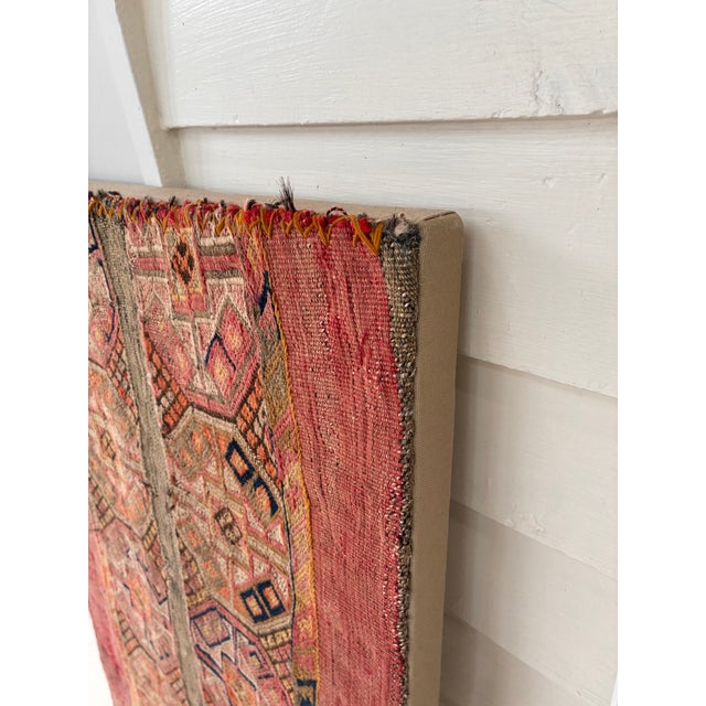 Tribal Antique Caucasian Textile Mounted as Wall Art For Sale - Image 3 of 6
